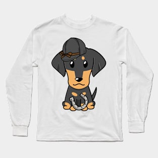 Funny dachshund dog is ready for horse riding Long Sleeve T-Shirt